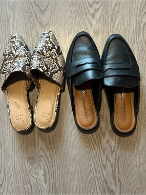 Lucky Brand Black Leather Slip-On Mules